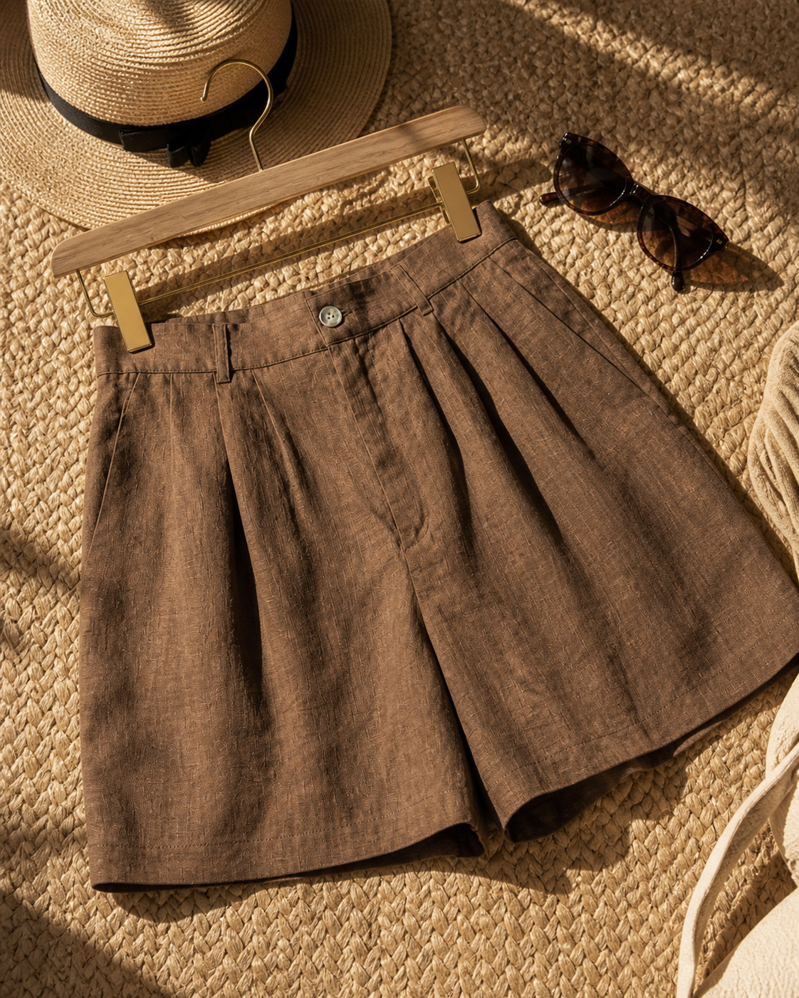 Voyaa Linen Flow Shorts