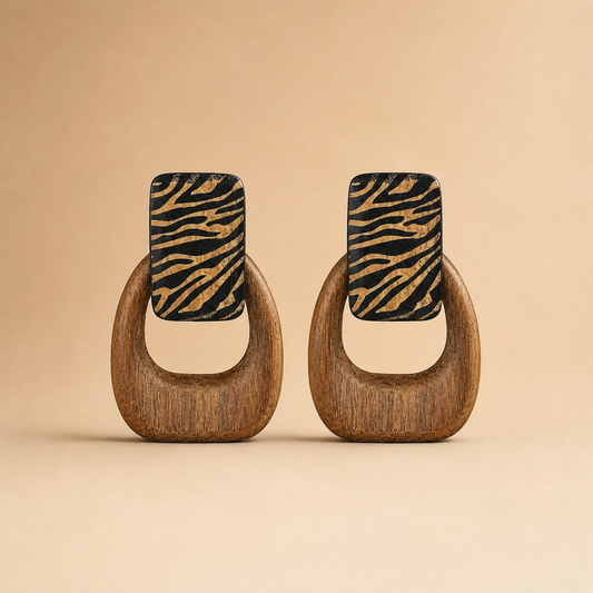 Zebra Wood Statement Earrings