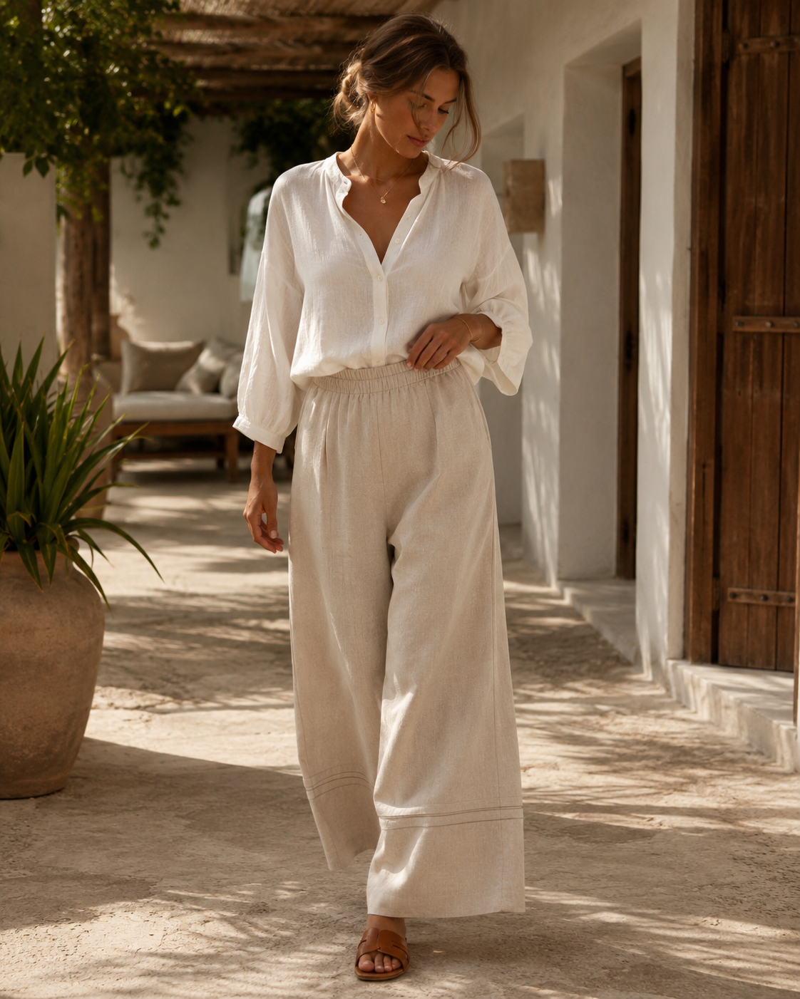 Voyaa Linen Flow Pants