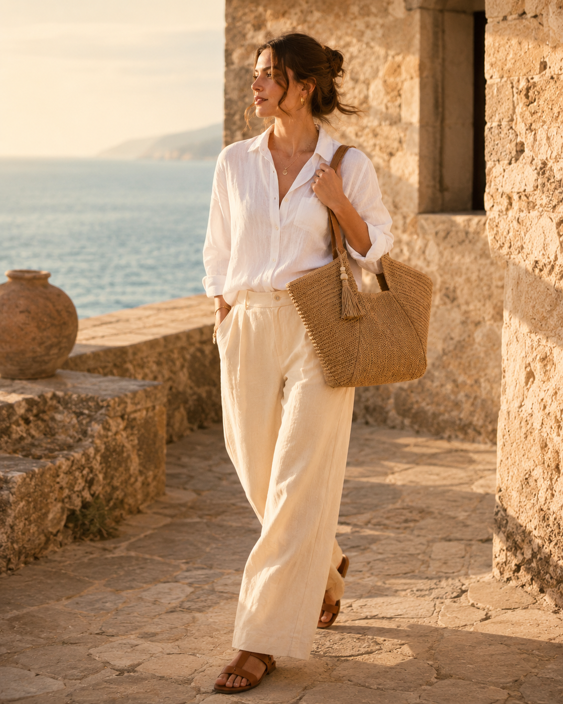 Riviera Raffia Tote Bag