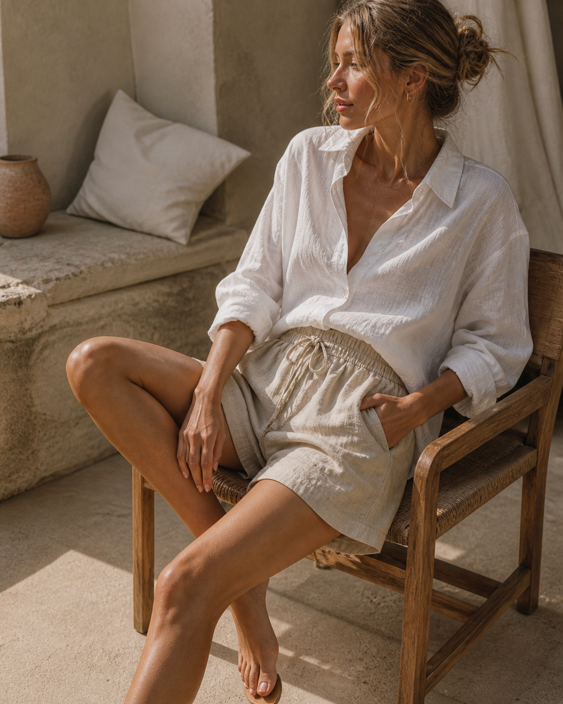Voyaa Air Linen Shorts